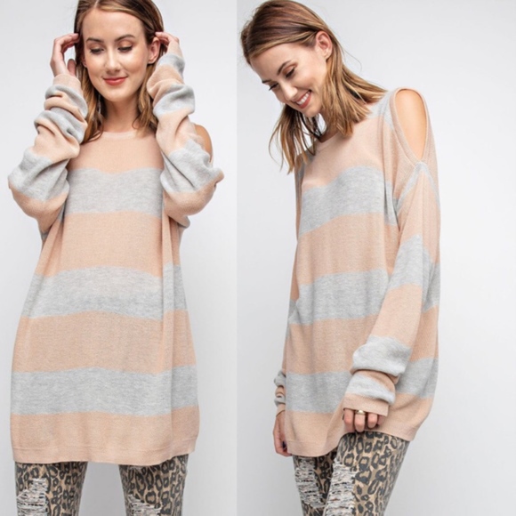 Bellanblue Tops - LYNH Striped Tunic top  - NATURAL